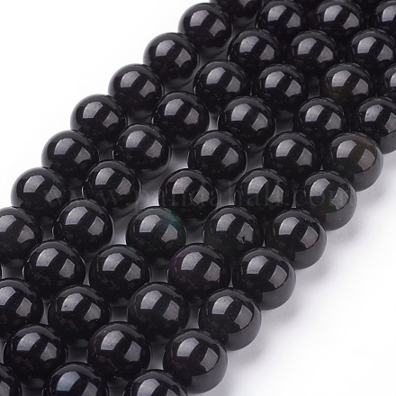Natürlichen Obsidian Perlen Stränge G-G099-12mm-24-1