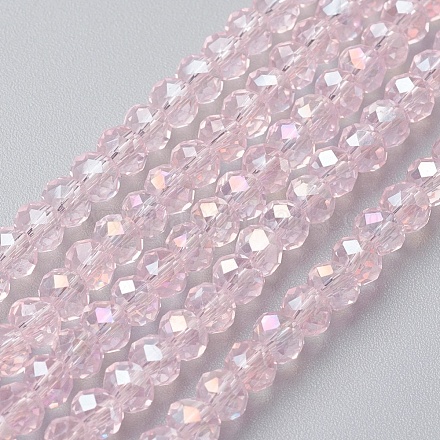 Electroplate Glass Beads Strands X-EGLA-F124-FR-B05-1