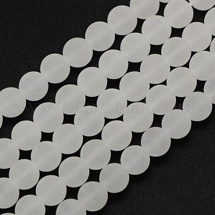 Chapelets de perles rondes de pierres précieuses naturelles de cristal en quartz mat X-G-L093-6mm-04-1