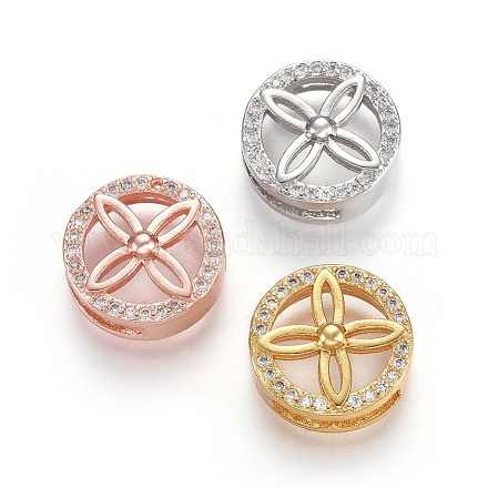Brass Micro Pave Cubic Zirconia Slide Charms ZIRC-F094-35-RS-1