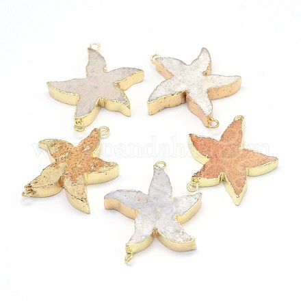 Golden Tone Brass Fossil Coral Starfish/Sea Stars Links connectors G-M219-06-1
