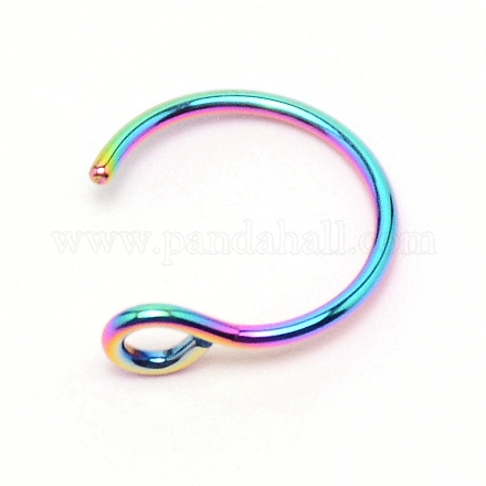 Rainbow Color Nose Ring Hoop AJEW-TAC0029-05F-1