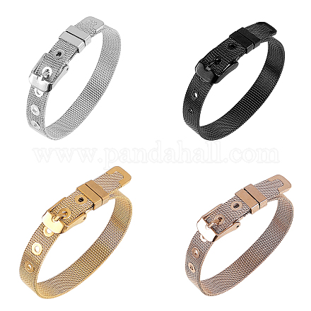 Pandahall 4 pièces 4 couleurs bracelets en acier inoxydable de 10 mm pour breloques de glissière de 10 mm-bracelet de bricolage faisant des fournitures WACH-PH0001-02-1