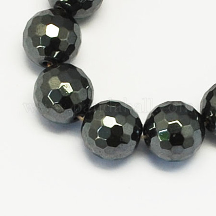 Non-magnetic Synthetic Hematite Beads Strands G-S084-8mm-1