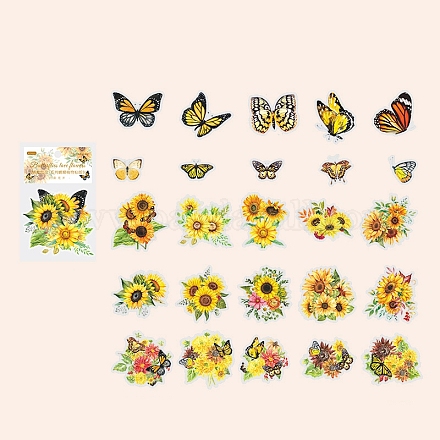 50 pièce d'autocollants décoratifs papillon et fleur pour animaux de compagnie PW-WG67702-05-1