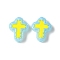 Baking Paint Glass Enamel Beads, Hand Drawn Beads, Cross, Light Blue, 14.5x11.5x4mm, Hole: 1mm