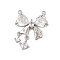 Brass Micro Pave Cubic Zirconia Connector Pendants, Round, Bowknot Charms, Platinum, 17.5x14x4mm, Hole: 0.8mm