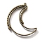 Alloy Open Back Bezel Pendants, For DIY UV Resin, Epoxy Resin, Cadmium Free & Nickel Free & Lead Free, Moon, Antique Bronze, 45x39x3.5mm, Hole: 1.2mm