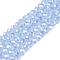Electroplate Glass Beads Strands, Imitation Jade Beads, AB Color Plated, Faceted, Rondelle, Light Sky Blue, 4x3mm, Hole: 0.4mm, about 110~115pcs/strand, 39~40cm