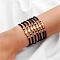 7Pcs CCB Heart & Glass Seed Round Beads Stretch Bracelets, Women's Bracelets, Black, Inner Diameter: 2-3/8 inch(6cm)