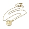 Brass Micro Pave Clear Cubic Zirconia Tree of Life Pendants, 304 Stainless Steel Chain Necklaces, Golden, 16.06 inch(40.8cm), Pendant: 21.5x19x2.5mm
