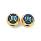 Rack Plating Brass Enamel Beads, Long-Lasting Plated, Cadmium Free & Lead Free, Real 18K Gold Plated, Flat Round, Flower, 5.5x6.3x5.5mm, Hole: 1.8mm