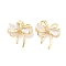 Brass Micro Pave Cubic Zirconia Pendants, Real 18K Gold Plated, Bowknot, Real 18K Gold Plated, Clear, 16x15x4mm, Hole: 5x3mm