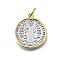 Brass Saint Benedict Medal Pendants, with Jump Rings, Real 16K Gold Plated & Platinum, Flat Round with Jesus, 17x15x2mm