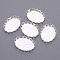 Brass Cabochon Settings, DIY Findings for Jewelry Making, Lead Free and Cadmium Free, Oval, Silver, 15x12mm, Tray: 14x10mm
