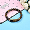 Natural Tiger Eye Beads Stretch Bracelets, with Brass Beads, Inner Diameter: 2~2-1/8 inch(51mm~53mm), Beads: 8mm in Diameter, Brass Finding: 7.5x3mm, Rectangular: 35x10.5x5.5~6mm