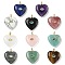 Natural Gemstone Pendants, Heart Charms with Brass Micro Pave Cubic Zirconia Findings, Real 18K Gold Plated, Long-Lasting Plated, Rack Plating, Mixed Dyed and Undyed, 31x25x10mm, Hole: 4mm