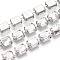 Iron Rhinestone Cup Chains, with Spool, Rectangle, Platinum, Crystal, 10x8x6mm, about 15.00 Feet(4.57m)/Roll