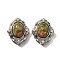 Natural Unakite Multi-Strand Links, Flower, with Brass Micro Pave Cubic Zirconia Findings, Rack Plating, Lead Free & Cadmium Free, 21x17.5x9.5mm, Hole: 1.8mm