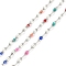Brass Dapped Chains, with Enamel, with Spool, Soldered Lead Free & Cadmium Free, Platinum, Mixed Color, 4x2x0.2mm