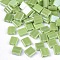 2-Hole Opaque Glass Seed Beads, Lustered, Square, Light Green, 5x4.5~5.5x2~2.5mm, Hole: 0.5~0.8mm