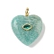 Natural Amazonite Pendants, Heart Charms with Brass Micro Pave Cubic Zirconia Findings, Real 18K Gold Plated, Long-Lasting Plated, Rack Plating, 31x25x10mm, Hole: 4mm