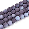 Frosted Opaque Glass Beads Strands, Round, Half Plated, AB Color Plated, Medium Purple, 8~8.5mm, Hole: 1mm, about 51~53pcs/strand, 14.57~15.35 inch(37~39cm)
