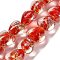 Handmade Dichroic Foil Glass Beads Strands, Heart, Crimson, 11.5~13x12~13x8.5~10mm, Hole: 1.5mm, about 33pcs/strand, 15.08''(38.3cm)