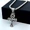 Greek Stainless Steel Ankh Egyptian Hip Hop Cross Pendant Necklaces for Men, Stainless Steel Color