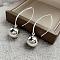 Brass Dangle Earrings, Round, Mirror Polished Finish, Platinum, 50x14mm