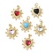 Heart Brass Pendants, with Resin, Cadmium Free & Lead Free, Real 18K Gold Plated, with Jump Ring, Mixed Color, 25x19x5mm, Hole: 1mm