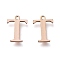 PVD Vacuum Plating  304 Stainless Steel Charms, Laser Cut, Alphabet, Rose Gold, Letter.T, 12x9x0.8mm, Hole: 1mm