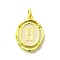 Brass Pendants, with Enamel, Oval with Letter, Real 18K Gold Plated, with Jump Ring, Letter H, 20x15~15.5x2mm, Hole: 3.5mm