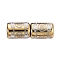 Electroplate Glass Beads, Column with Flower & Cloud Pattern, Light Gold, 11.5~12x8~8.5mm, Hole: 1.2~1.4mm