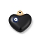 304 Stainless Steel Enamel Pendants, Ion Plating(IP), Heart with Evil Eye Charm, Golden, 16.5x17x6.5mm, Hole: 1.4mm
