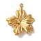 Ion Plating(IP) 304 Stainless Steel Pendants, Flower Charm, Real 18K Gold Plated, 28x23x4.5mm, Hole: 1.3mm