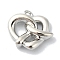 Alloy Pendant, Heart with knot, Platinum, 13x12.5x3.5mm, Hole: 2mm