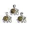 Natural Unakite Pendants, Rack Plating Brass Rhinestone Elephant Charms, Platinum, Cadmium Free & Lead Free, 17.5x20.5x8mm, Hole: 5x8mm