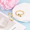 Brass Micro Pave Cubic Zirconia Cuff Rings for Women, Flower, Real 18K Gold Plated, Inner Diameter: 17mm