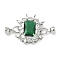 Brass Glass Fold Over Clasps, Rectangle, Platinum, 44mm