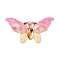 Gradient Color Resin Pendants, With Golden Iron Findings, Butterfly, Pearl Pink, 26x50.5x3.5mm, Hole: 1.5mm
