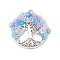 Alloy Pendants, with Acrylic & Glass Beads, Flat Round with Tree of Life, Deep Sky Blue, 39x37x6.5mm, Hole: 3.2mm