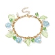Set di braccialetti con ciondoli in vetro con perle e fiori e foglie in acrilico da 5 pz 5 colori BJEW-JB08908-3