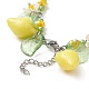 Pulsera de acrílico y resina de limón y hoja y flor BJEW-TA00210-6