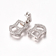 Brass Micro Pave Clear Cubic Zirconia Fold Over Clasps ZIRC-I038-26P-2