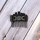 天然黒曜石のヘアコーム  金属の三重月  女性の女の子のためのヘアアクセサリー  80x80x20mm PW-WG99718-18-1