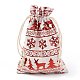 クリスマステーマの綿生地布バッグ  巾着袋  クリスマスパーティースナックギフトオーナメント用  クリスマステーマの模様  14x10cm ABAG-H104-B12-1