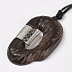 Wood Pendant Necklaces NJEW-S385-04-2