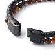Bracelets multi-rangs en perles rondes en oeil de tigre naturel BJEW-JB06571-02-5