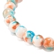 Stretcharmband mit runden Perlen aus natürlicher weißer Jade BJEW-JB07968-03-5